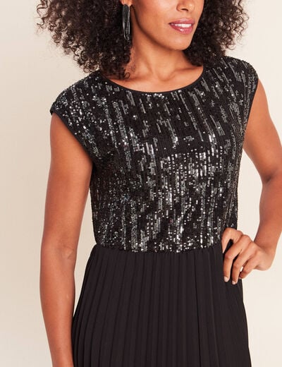 Robe midi &eacute;vas&eacute;e gris fonc&eacute; femme