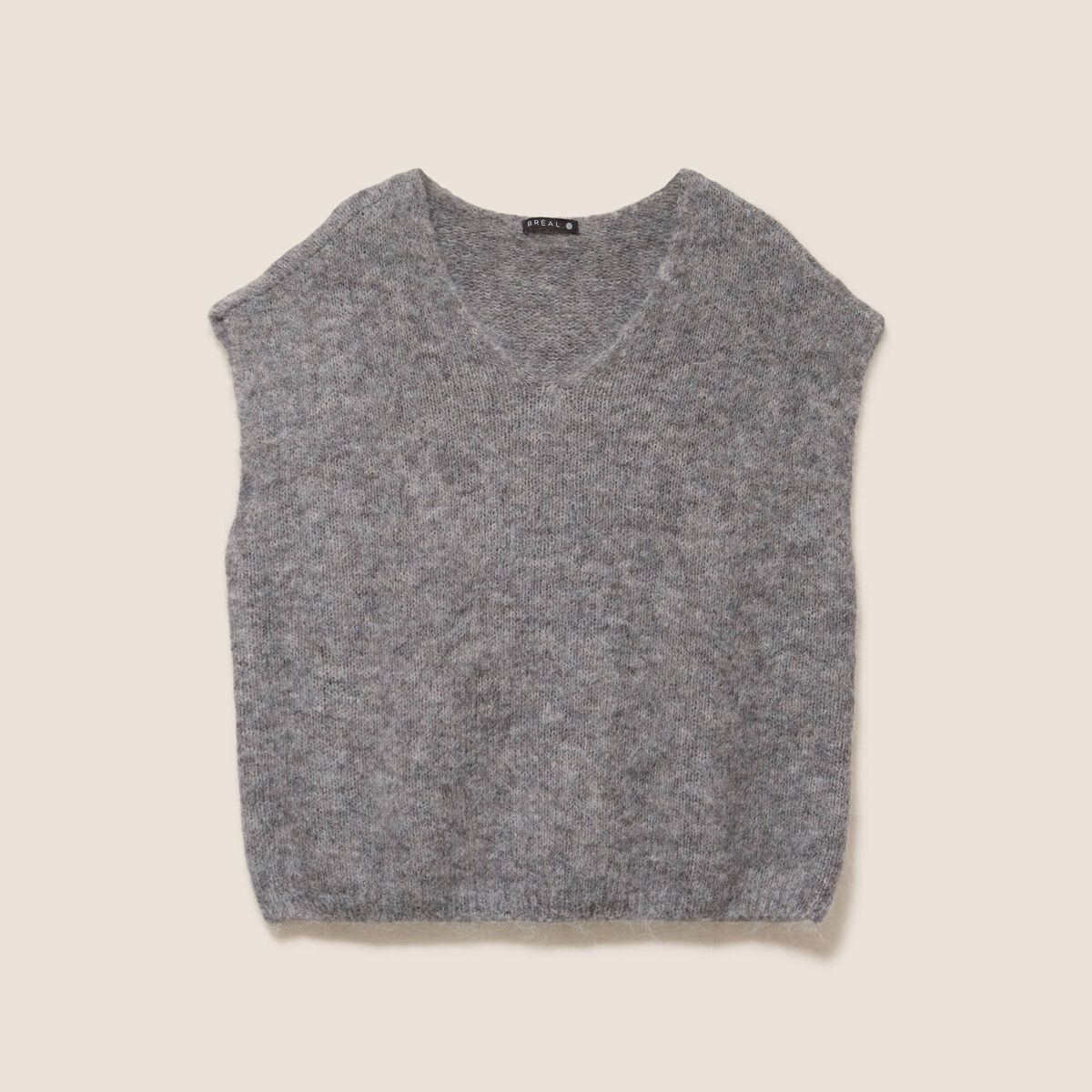 Pull sans manches gris fonc&eacute; femme