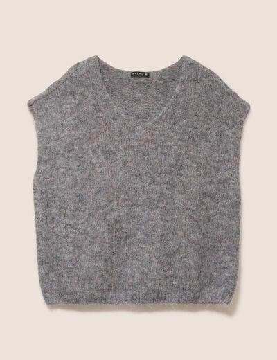 Pull sans manches gris fonc&eacute; femme