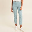 Pantalon droit taille haute 7/8ème bleu canard femme