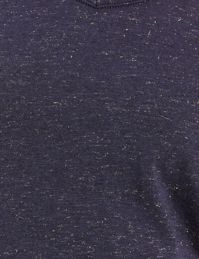 T-shirt ajust&eacute; col v manches longues bleu marine femme