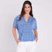 T-shirt &agrave; manches courtes bleu fonc&eacute; femme