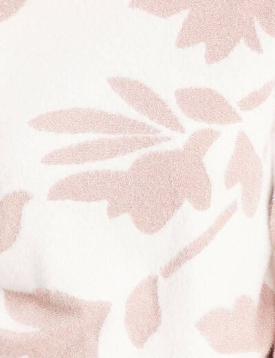 Pull col rond manches longues beige femme