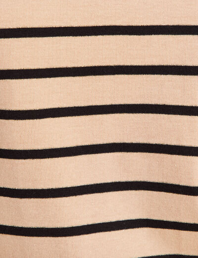 T-shirt col rond marron clair femme