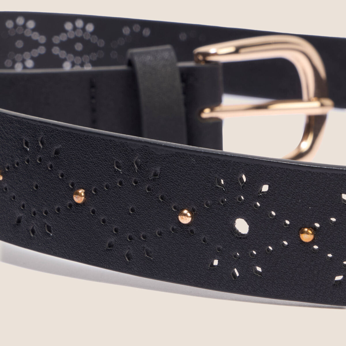 Ceinture fine ajour&eacute;e noir femme