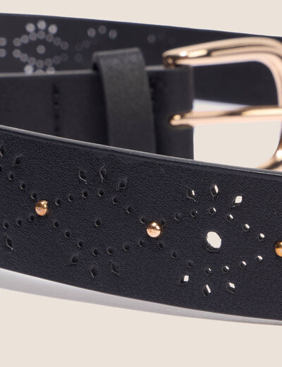 Ceinture fine ajour&eacute;e noir femme