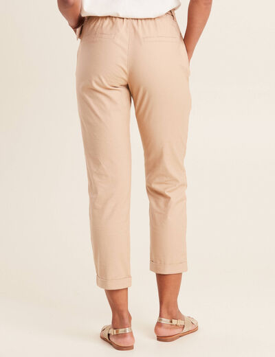 Pantalon ajusté 7/8ème beige femme