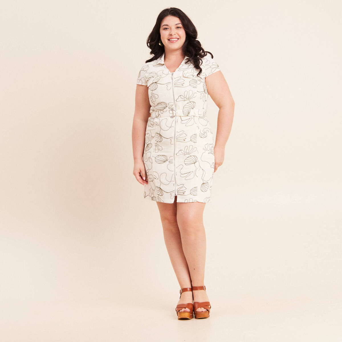 Robe droite courte manches tr&egrave;s courtes vert femme