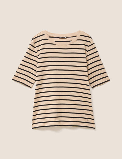 T-shirt col rond marron clair femme