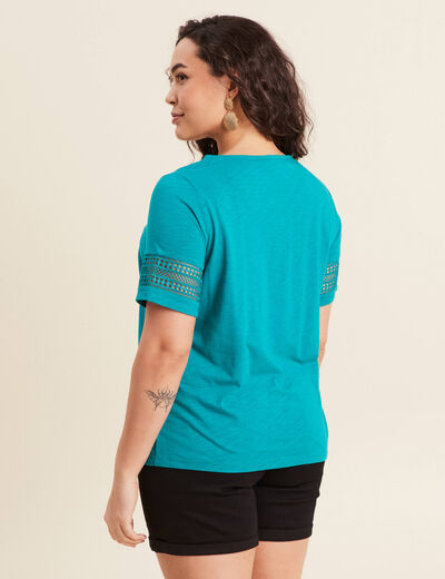 T-shirt manches courtes vert émeraude femme