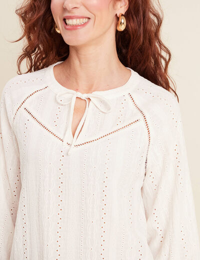 Blouse manches 3/4 ecru femme