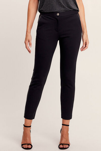 Pantalon chino ajusté 7/8ème noir femme