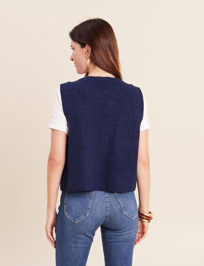 Gilet sans manches bleu marine femme