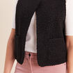 Gilet sans manches bouclette poches noir femme