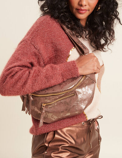 Sac banane irisé taupe femme