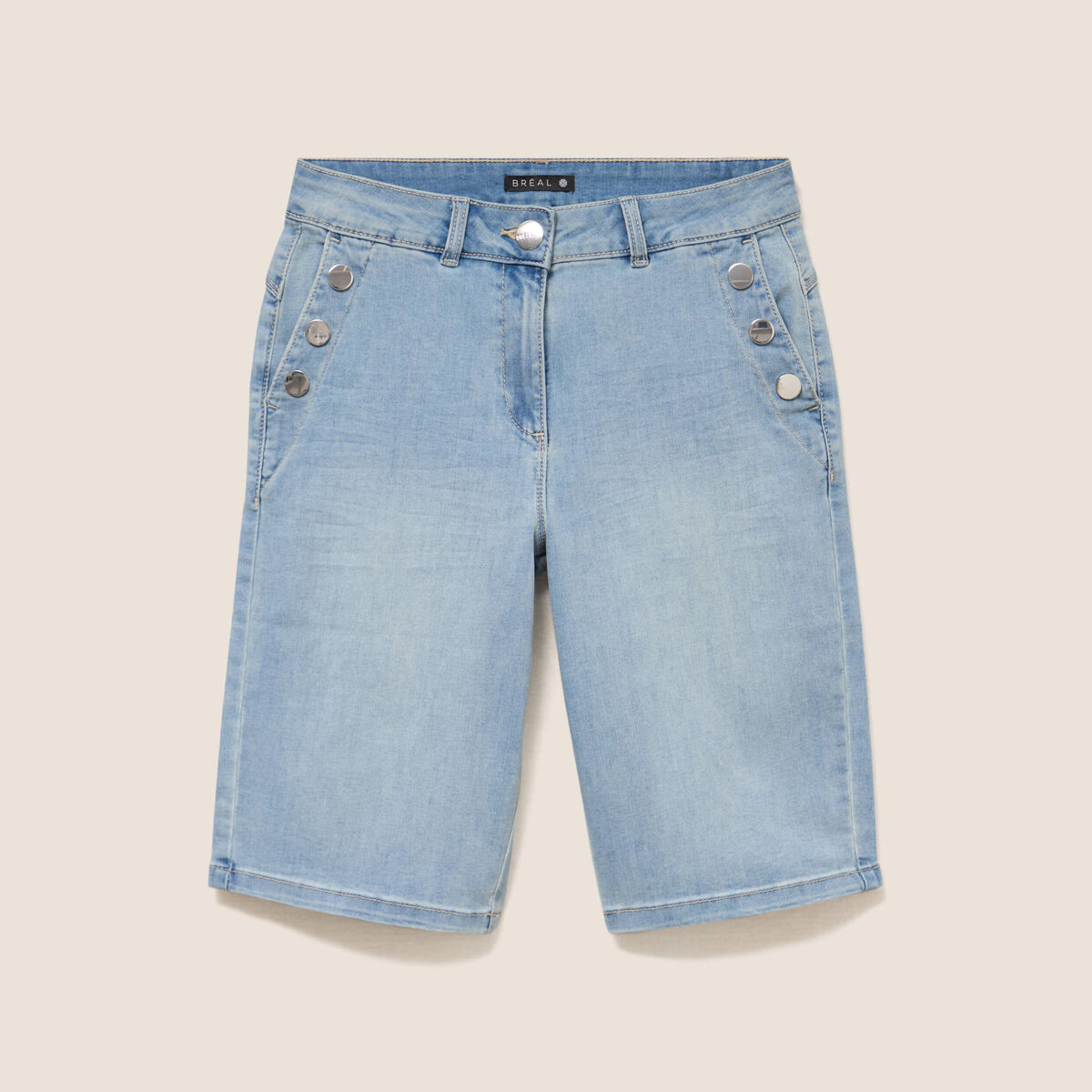 Bermuda ajust&eacute; denim double stone femme