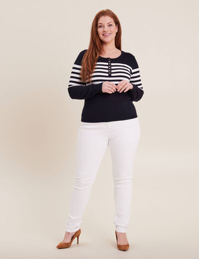 Jean magique ajusté taille standard blanc femme