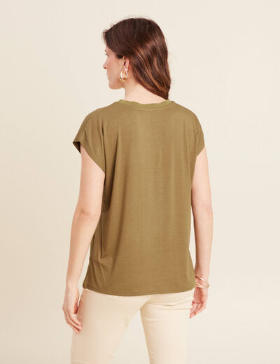 T-shirt manches courtes vert kaki femme