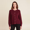 Gilet droit mi-long col rond bordeaux femme