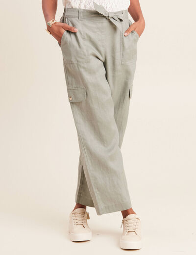 Pantalon large 7/8ème vert clair femme
