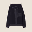 Gilet &agrave; capuche zipp&eacute; bleu fonc&eacute; femme