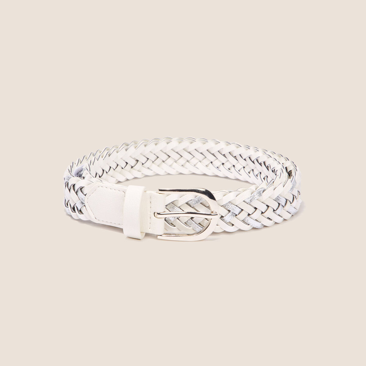 Ceinture tress&eacute;e iris&eacute;e ecru femme