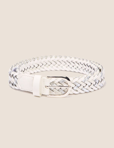 Ceinture tress&eacute;e iris&eacute;e ecru femme
