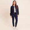 Veste droite courte manches longues denim brut femme