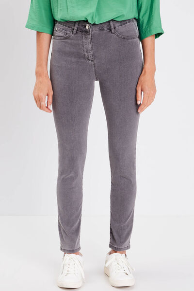 Jeans léger taille standard 7/8ème denim gris femme