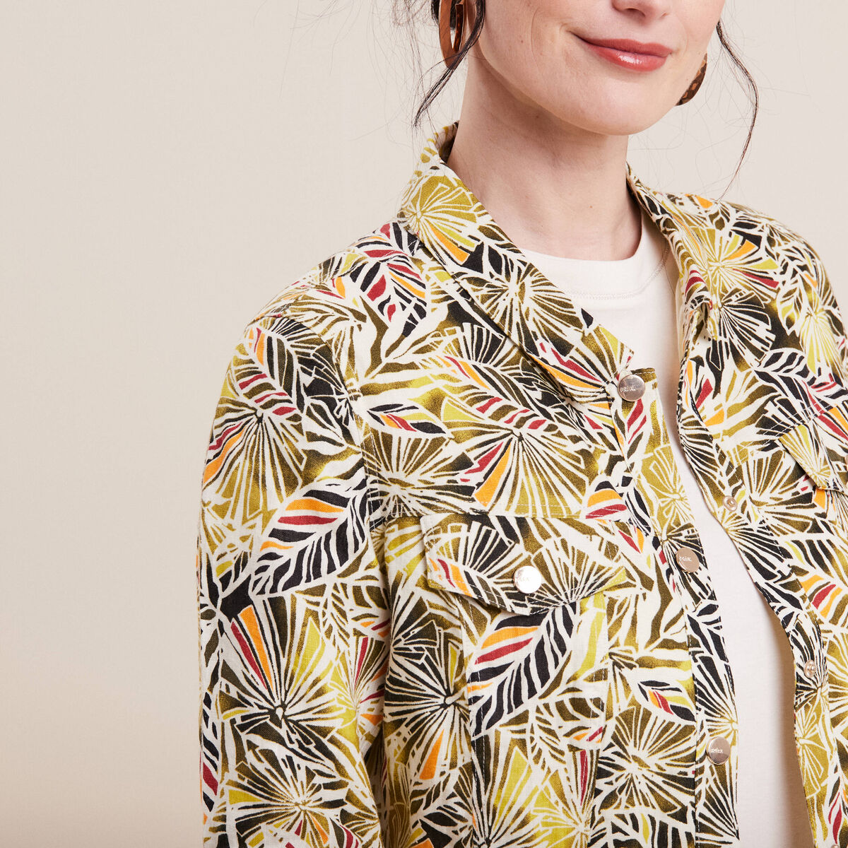 Veste boutonn&eacute;e vert femme