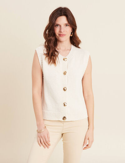Gilet sans manches ecru femme