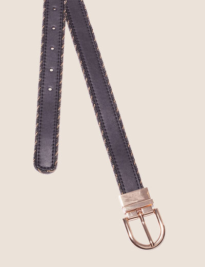 Ceinture réversible à perles noir femme