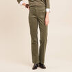 Pantalon bootcut taille haute velours vert kaki femme