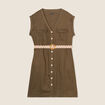 Robe &eacute;vas&eacute;e boutonn&eacute;e vert olive femme