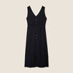 Robe midi évasée satin noir femme