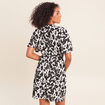 Robe courte &eacute;vas&eacute;e col v pliss&eacute;e noir femme