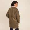 Manteau cintr&eacute; mi-long vert kaki femme