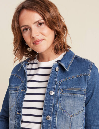 Blouson en jean denim double stone femme