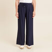 Pantalon fluide taille haute bleu marine femme