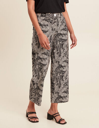 Pantalon large 7/8ème noir femme