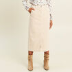 Jupe droite longue en velours sable femme