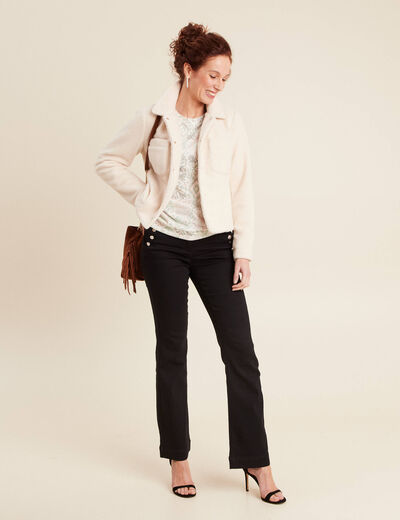 Veste droite bouclette ivoire femme