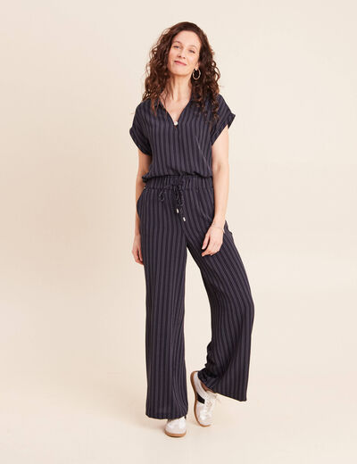 Blouse fluide manches courtes bleu femme