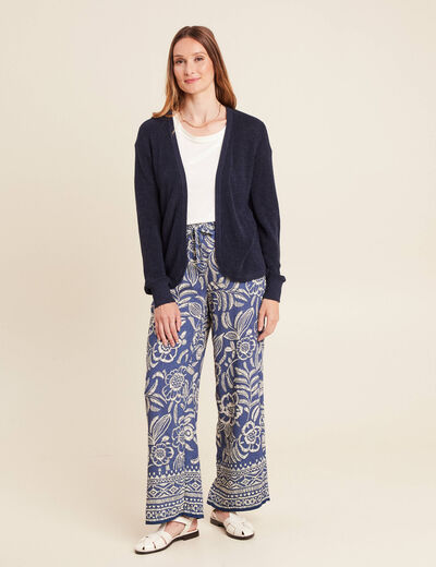 Gilet manches longues bleu marine femme
