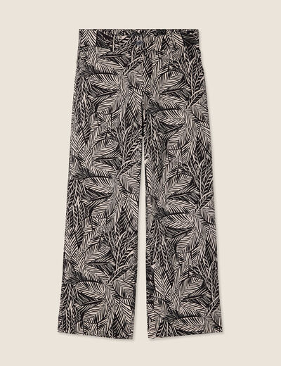 Pantalon large 7/8ème noir femme