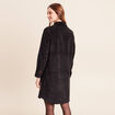 Robe droite courte velours col chemise noir femme