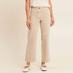 Jean coupe large 7/8&egrave;me taille haute denim beige femme