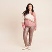 Pull col rond manches longues &agrave; sequins taupe femme