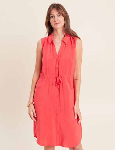 Robe droite courte avec lien rouge femme
