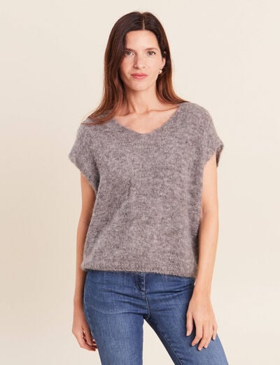 Pull sans manches gris fonc&eacute; femme